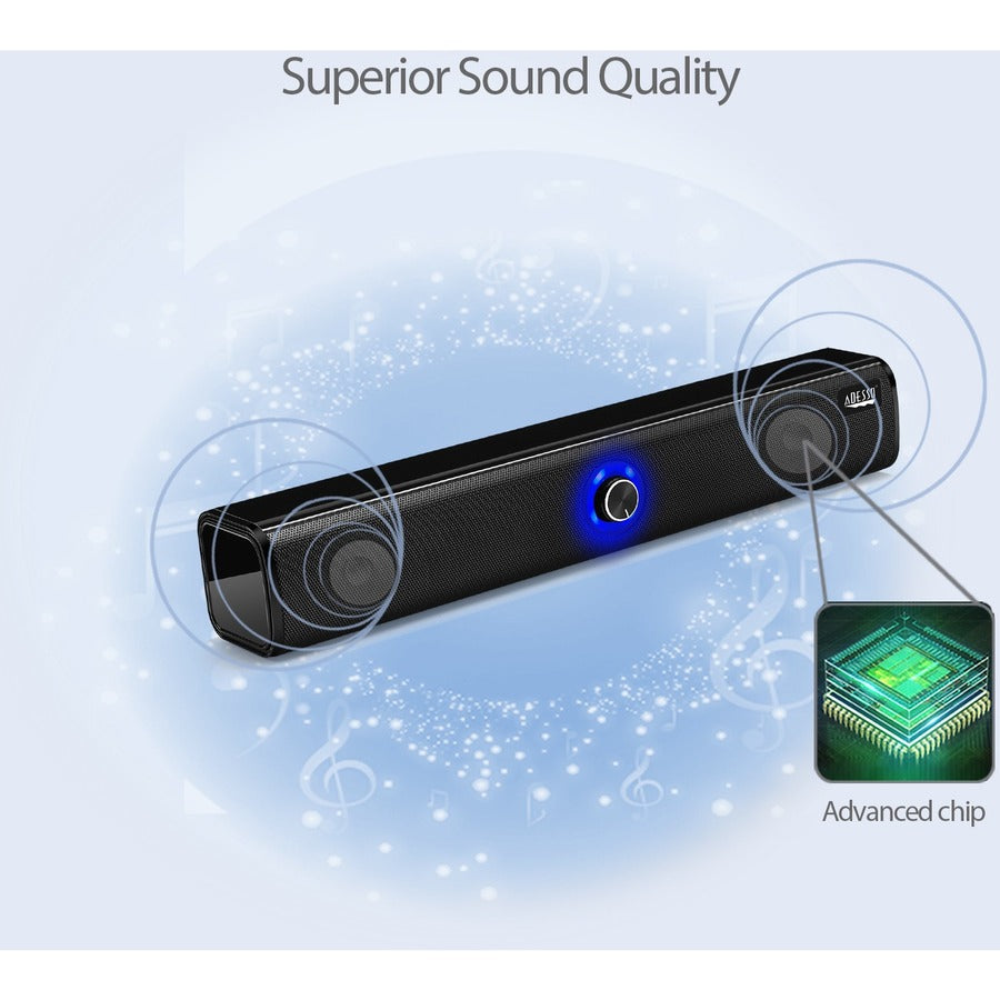 Adesso Xtream S6 Portable Bluetooth & Aux Sound Bar Speaker - 10W x 2 -Black - 3.5mm - Rechargeable Battery - Volume Control Knob - Wired/Wireless Adesso Xtream S6 Portable Bluetooth & Aux Sound Bar Speaker - 10W x 2 -Black - 3.5mm - Rechargeable Battery - Volume Control Knob - Wired/Wireless